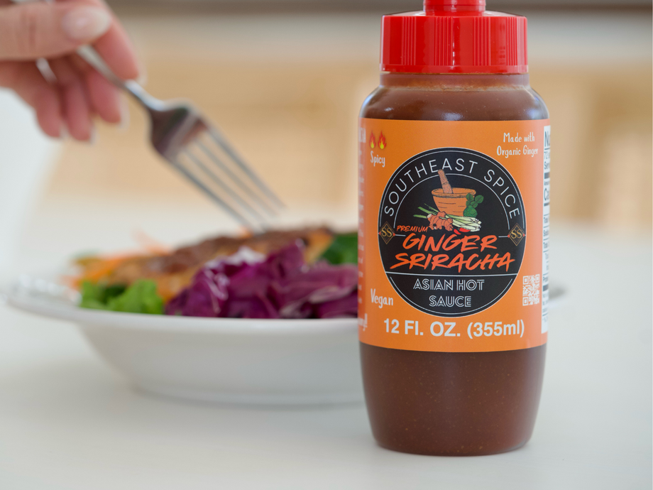 Ginger Sriracha - Hot Sauce,organic garlic,spicy vegan, umami